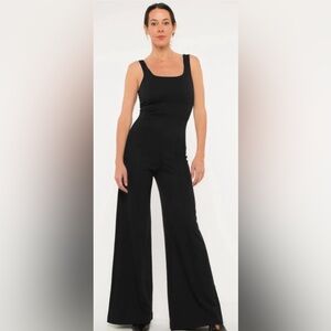 Ripley Rader Black Ponte Knit Tank Wide Leg Jumpsuit Made in USA Size Medium NWT